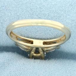 Round And Pear Diamond Engagement Ring In 14k Yellow Gold