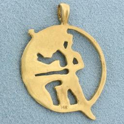 Jazz Or Tap Dancer Cutout Pendant In 14k Yellow Gold