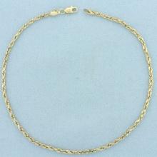 Rope Link Anklet In 10k Yellow Gold