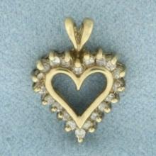 Vintage Diamond Heart Pendant In 10k Yellow Gold