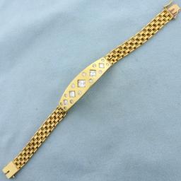 Designer 3ct Square Emerald And Round Diamond Bracelet In 18k Yellow Gold