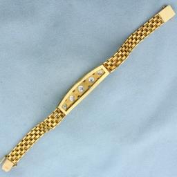 Designer 3ct Square Emerald And Round Diamond Bracelet In 18k Yellow Gold