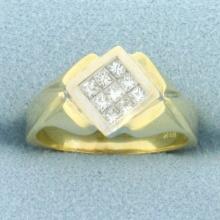 Designer Princess Diamond Ring In 18k Yellow Gold