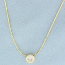 17 Inch Diamond Solitaire Snake Link Necklace In 14k Yellow Gold