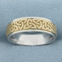 2-tone Comfort Fit Wedding Band Ring In 14k White And Yellow Gold