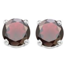8mm Round Garnet Stud Earrings In Sterling Silver