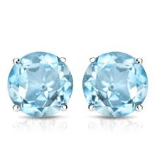 8mm Round Sky Blue Topaz Stud Earrings In Sterling Silver