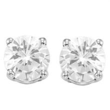 8mm Round White Topaz Stud Earrings In Sterling Silver