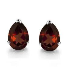 4x6 Pear Garnet Earrings In Sterling Silver