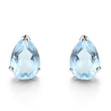 4x6 Pear Sky Blue Topaz Earrings In Sterling Silver