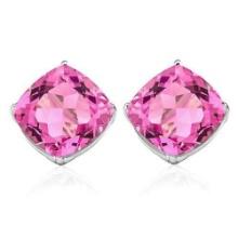 5mm Cushion Lab Pink Sapphire Earrings In Sterling Silver
