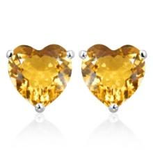 5mm Heart Citrine Earrings In Sterling Silver