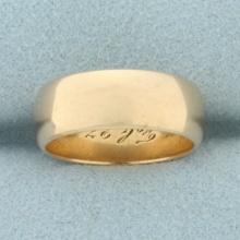 Antique 1889 High Polish Half Dome Wedding Band In 14k Yellow Gold