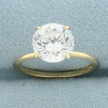 Cz Solitaire Engagement Ring In 14k Yellow Gold