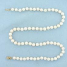 Cultured Akoya Pearl Strand Necklace In 14k Yellow Gold