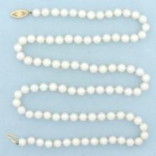 27 Inch Cultured Akoya Pearl Necklace In 14k Yellow Gold