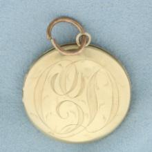 Antique Engraved Locket In 14k Yellow Gold