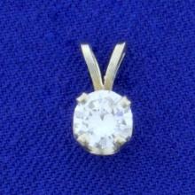 Round Brilliant Diamond Solitaire Pendant In 14k White Gold