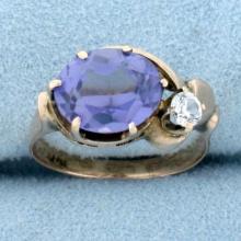 Antique Purple And White Sapphire Ring In 14k Rose Gold