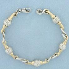 Golf Ball Link Bracelet In 14k Yellow Gold And Sterling Silver