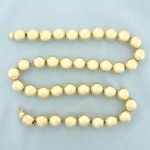 Italian 19 Inch Ball Bead Necklace In 14k Yellow Gold
