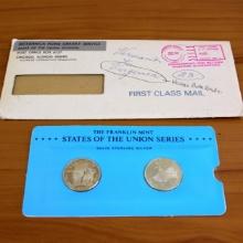 Franklin Min States Of The Union Sterling Silver Coins Virginia And Vermont Original Packaging