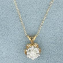 Diamond Solitaire Necklace In 14k Yellow Gold