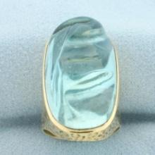 Aquamarine Statement Ring In 18k Yellow Gold