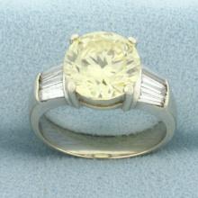 Fancy Yellow Cz Ring In 14k White Gold