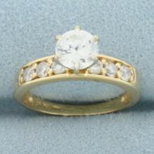 Cz Engagement Ring In 14k Yellow Gold