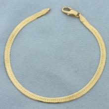 Reversible Herringbone Bracelet In 14k Yellow Gold