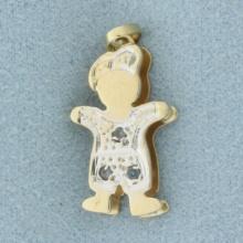 Aquamarine Little Boy Charm In 14k Yellow Gold
