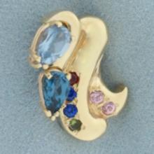 Rainbow Topaz Pendant Or Slide In 14k Yellow Gold
