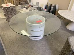 42" round glass table top with cast pedestal 17" high