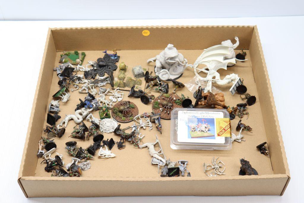 Assorted metal and plastic fantasy miniatures