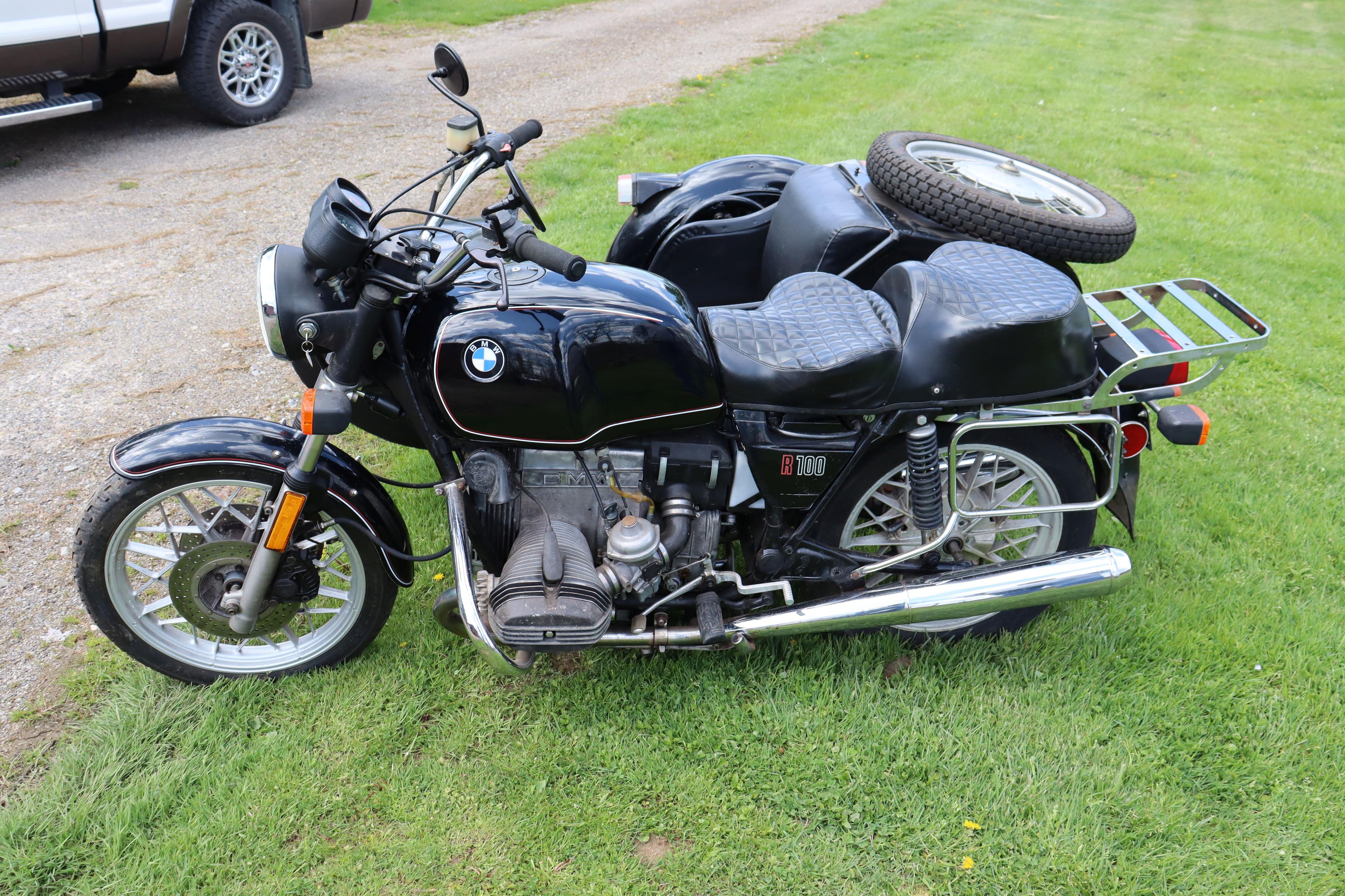 1981 BMW  R100 motorcycle with side car, 32,355 miles, VIN 6175201