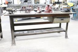 Work Table with metal legs and drawer