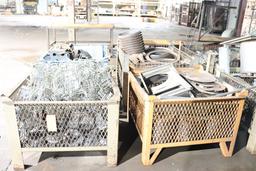 assortment of parts with clamps, weights