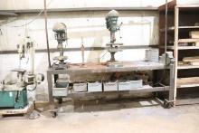 Delta & Boice  Drill presses & Vise on industrial table