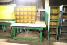 work bench with cubbies