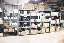 shelving with parts and components