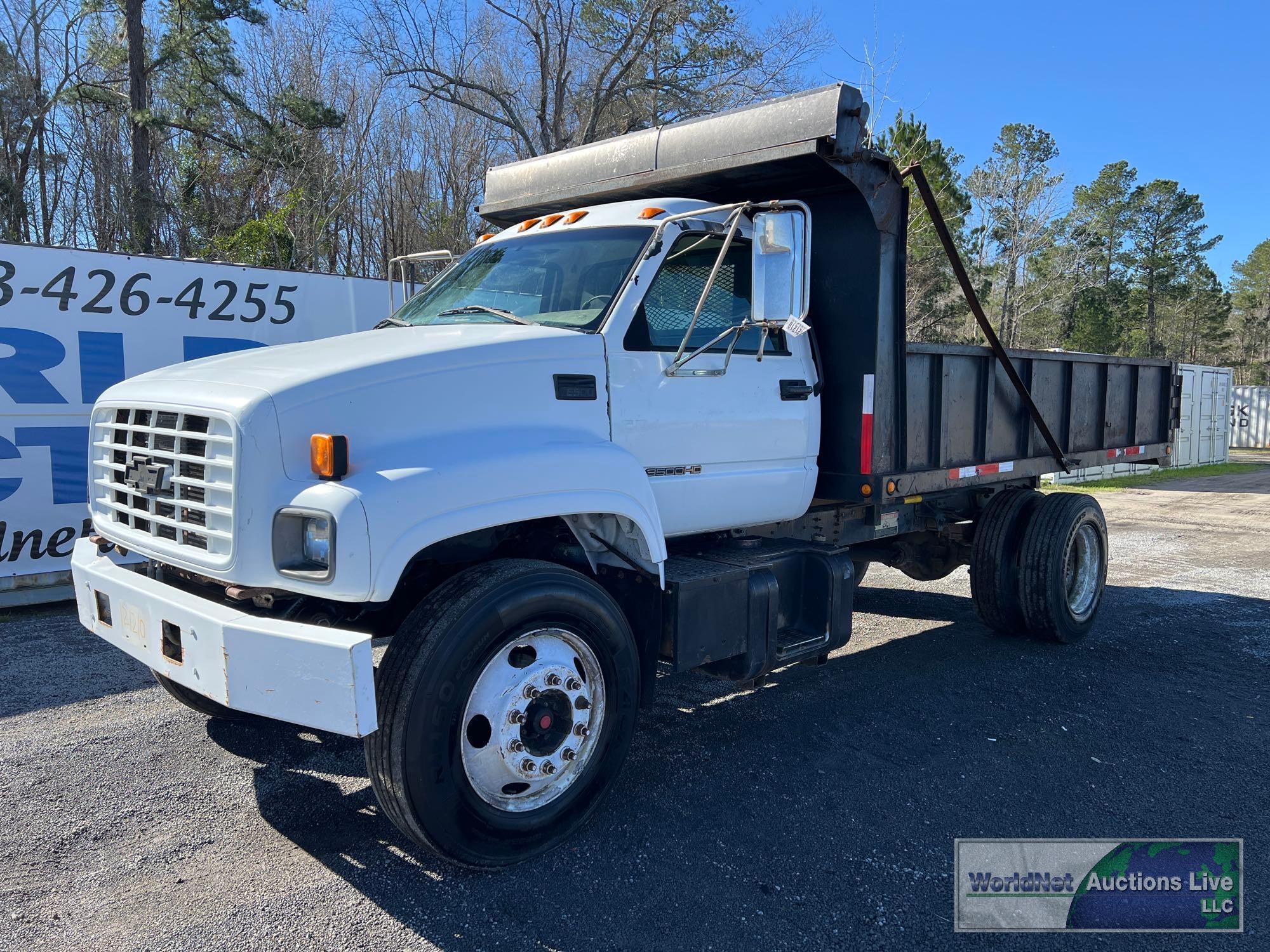 2000 CHEVROLET C7500 FLAT BED DUMP TRUCK, VIN # 1GBJ7H1C4YJ517027