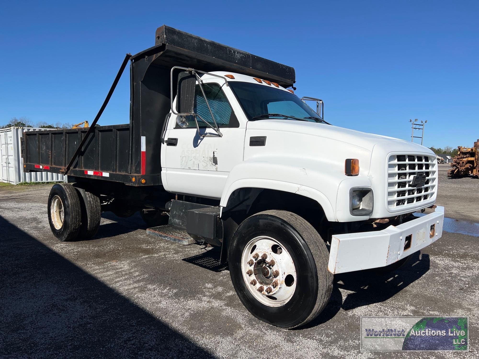 2000 CHEVROLET C7500 FLAT BED DUMP TRUCK, VIN # 1GBJ7H1C4YJ517027