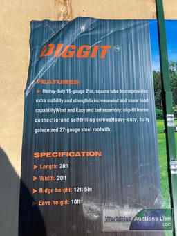 UNUSED DIGGIT HEAVY DUTY 20'x20' ALL STEEL CARPORT **DAMAGED CRATE**