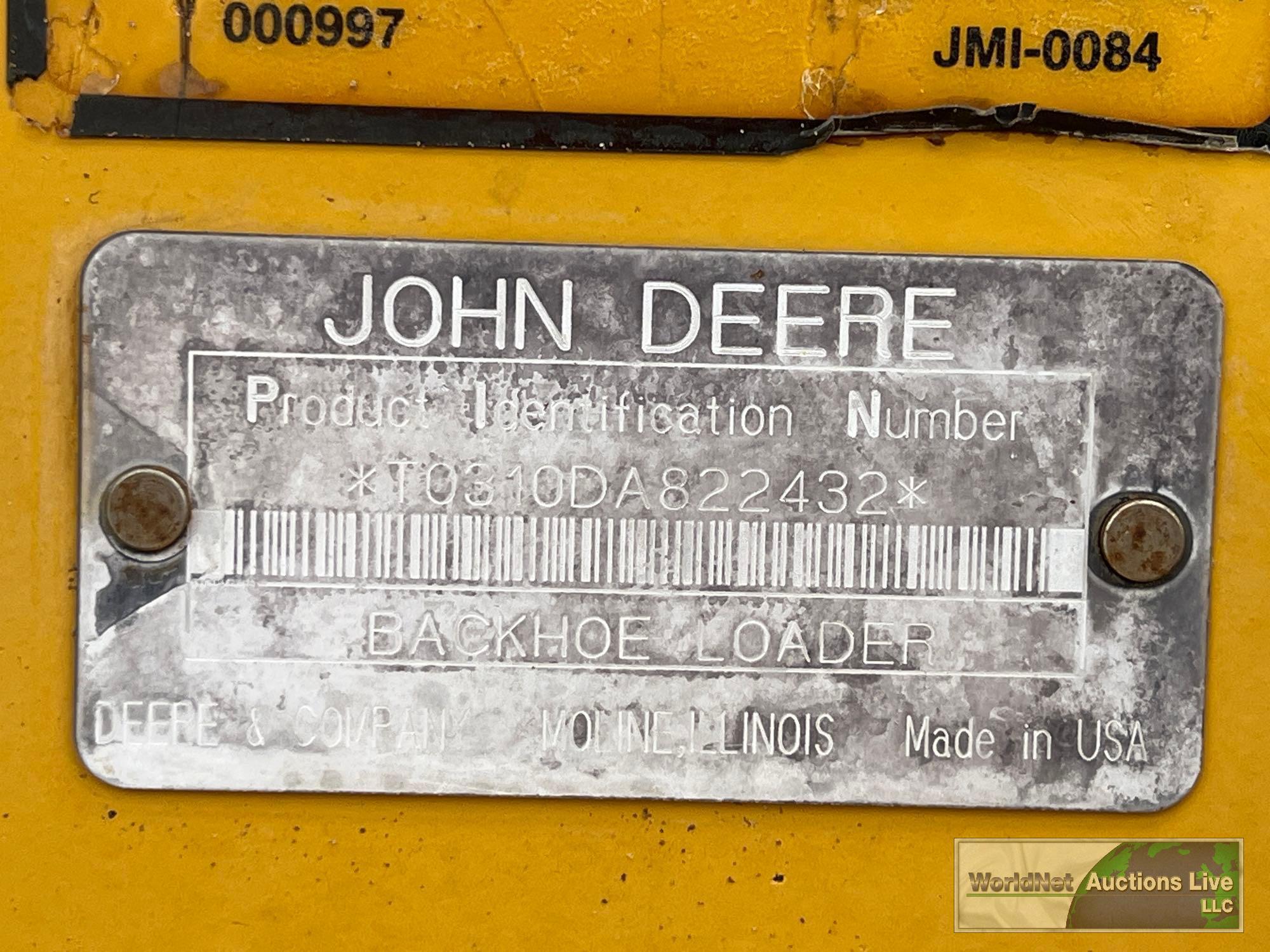1996 JOHN DEERE 310D BACKHOE LOADER SN-T0310DA822432