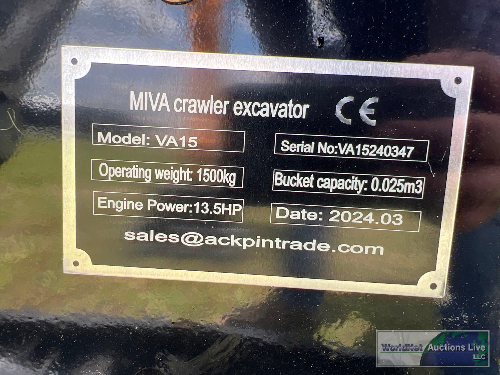 2024 MIVA VA15 MINI-EXCAVATOR SN-VA15240347