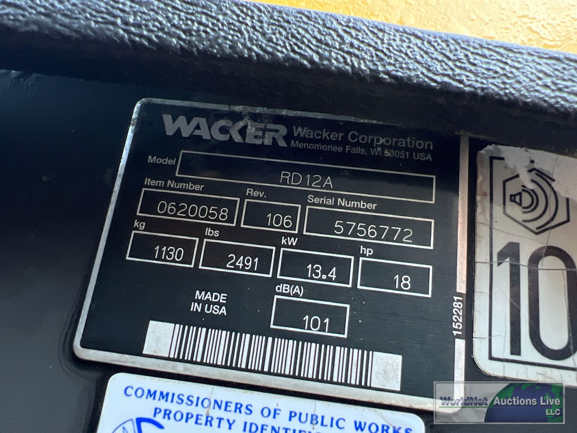 WACKER RD12A TANDEM VIBRATORY ROLLER SN-5756772