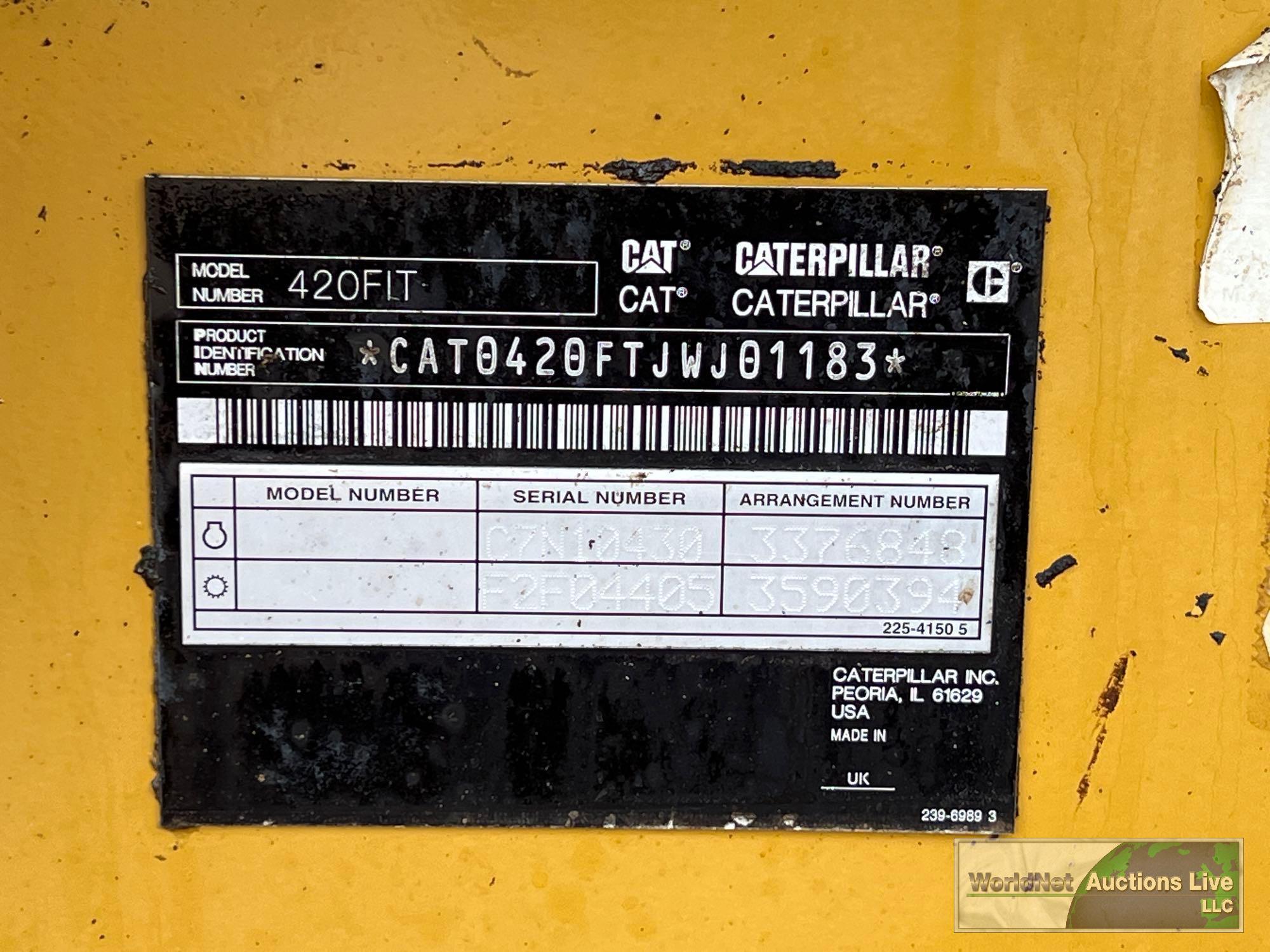 2012 CATERPILLAR 420FIT BACKHOE LOADER SN-CAT0420FTJWJ01183