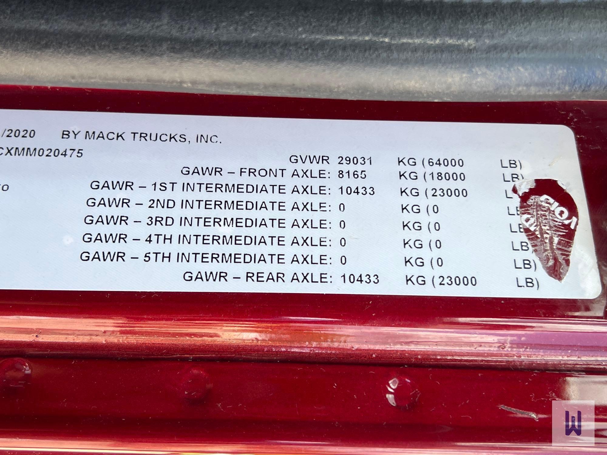 2021 MACK GR64F TANDEM AXLE DUMP TRUCK, VIN # 1M2GR2GCXMM020475