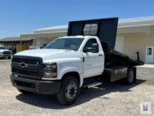 2023 CHEVROLET SILVERADO 6500HD SINGLE AXLE FLAT BED DUMP TRUCK, VIN # 1HTKHPVM6PH465659